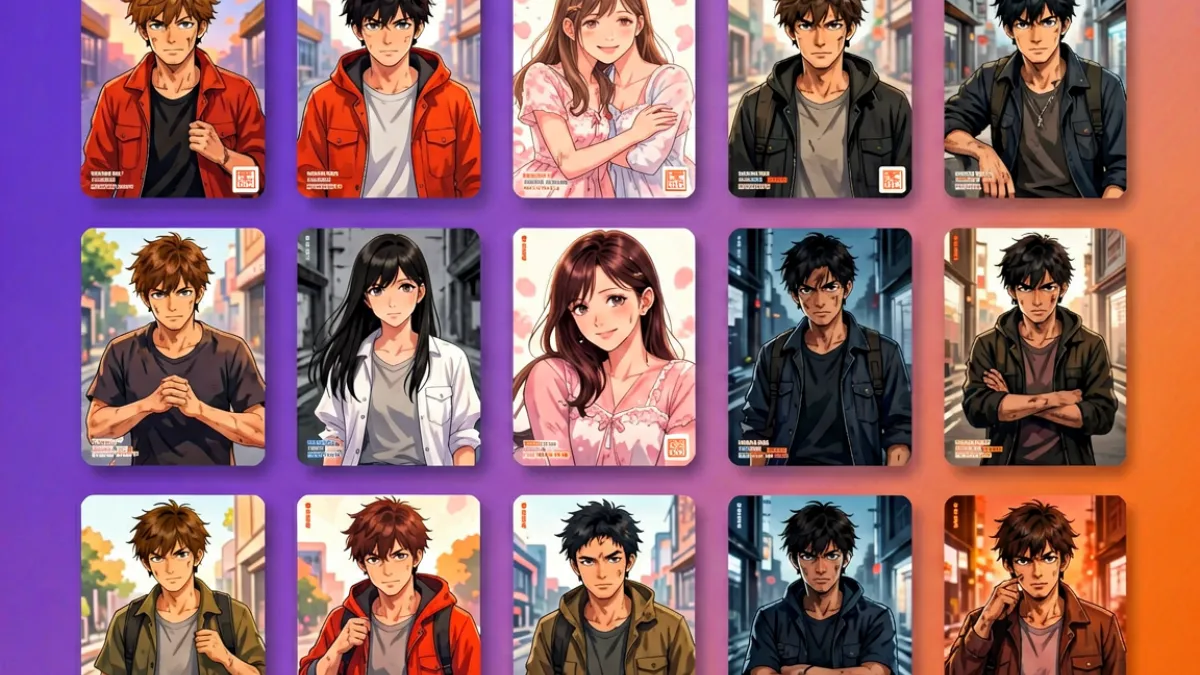 九妖漫画首页全景：多品类封面卡片排列在紫色渐变背景上，展示热血、恋爱、悬疑等主流漫画品类导航界面